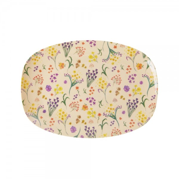 rice Melamin Platte "Wild Flower/Wildblumen" - Klein (Gelb)