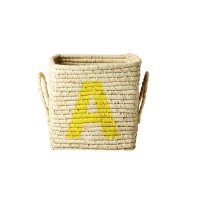 rice Aufbewahrungskorb aus Raffia "Buchstaben - A" - Klein/Quadratisch