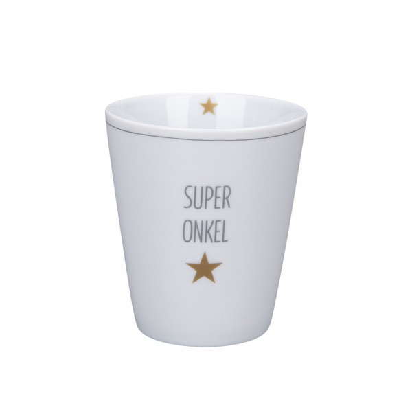 Krasilnikoff Happy Mug "Super Onkel" (Weiß / Gold)