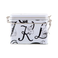 Teedose "ABC" - 12x10x8 cm (Schwarz/Weiß) von martinex-moomin