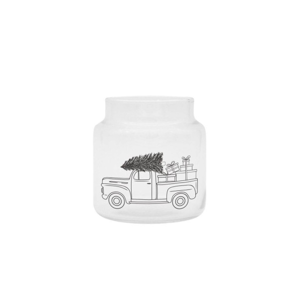 Vase aus Glas "Weihnachtsauto" - 10x9,5 cm (Transparent/Schwarz) von Eulenschnitt