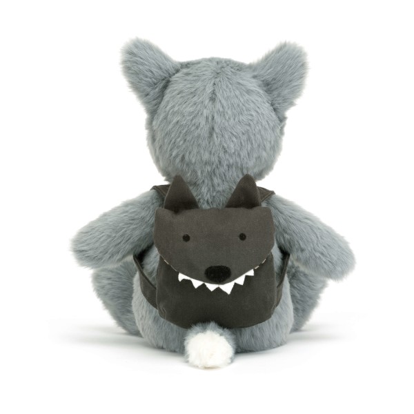 Jellycat Kuscheltier "Wolf mit Rucksack" - 22 cm (Grau/Schwarz)