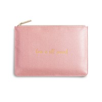 Pouch "Love is all around" (pink shimmer) von KATIE LOXTON