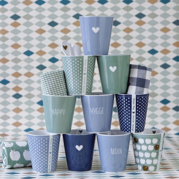 Krasilnikoff Happy Mug ohne Henkel "Hygge" (Dusty Blue)