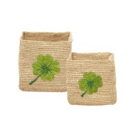 rice Aufbewahrungskorb "Raffia - Clover" im 2er-Set - S/L (Natur)