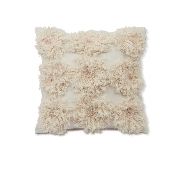 Kissenhülle aus Recycling-Baumwolle "Rug Flower" - 50x50cm (Weiß) von Lexington