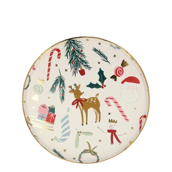 Pappteller für Weihnachten - 8er-Set, ø 21,6 cm (Bunt/Weihnachtsmotive) von Meri Meri