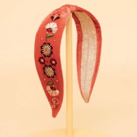 Haarband bestickt "Art Deco Floral" (Tangerine) von Powder
