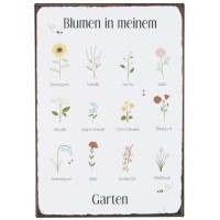 Ib Laursen Metallschild "Blumen in meinem Garten" - 14x20 cm (Weiß)