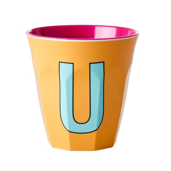 rice Melamin Becher "Buchstabe U" - Medium (Apricot)