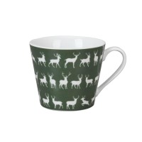 Krasilnikoff Tasse/Happy Cup "Deers on line" (Olivgrün)
