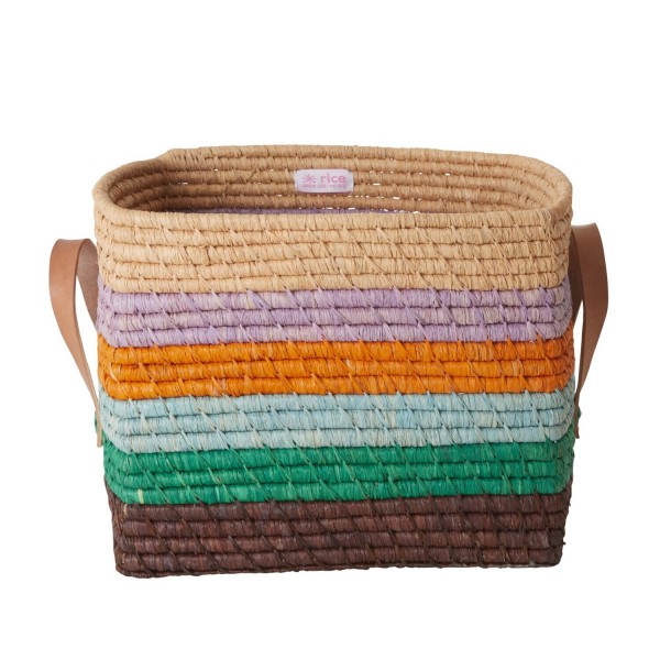 rice Aufbewahrungskorb aus Raffia mit Griffen - Quadratisch "Follow The Call of The Disco Ball" (Bun