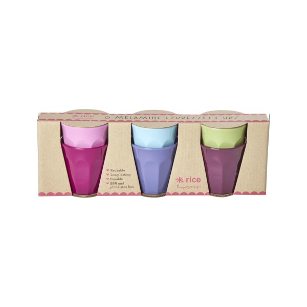 rice Melamin Espresso-Becher im 6er-Set in Geschenkbox (Bunt)