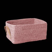 rice Aufbewahrungskorb aus Raffia mit Griffen - Rechteckig (Rosa)