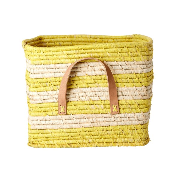 rice Quatratischer Korb "Raffia" (Gelb)