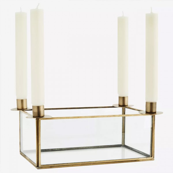 Kerzenhalter mit Glasbox (Gold) von Madam Stoltz
