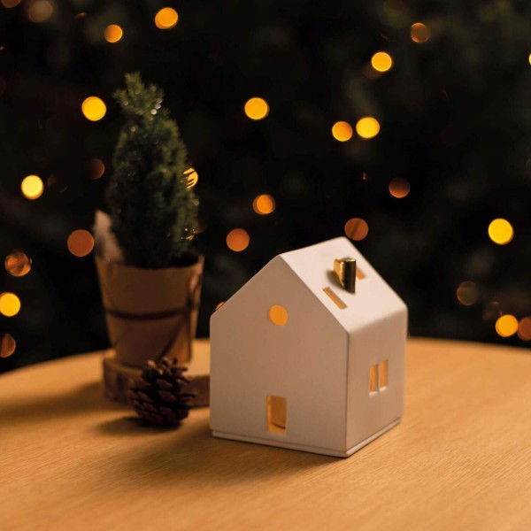 Lichthaus "Goldener Schornstein" - 8x8x10,5 cm (Weiß) von räder Design