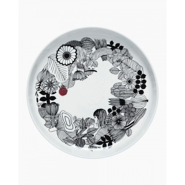 marimekko Platte "Siirtolapuutarha" (Weiß/Schwarz) - ø 32 cm