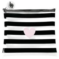 Miss Étoile Mäppchen "Heart And Stripes" - 22 cm (Rose/Schwarz)