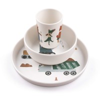 Kinder-Geschirr-Set "Tastii - Busy Builders" - 3-tlg. (Weiß) von sebra Kinder-Geschirr-Set "Tastii - Busy Builders" - 3-tlg. (Weiß) von sebra