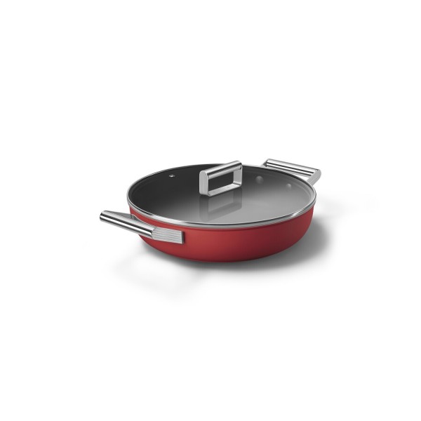 smeg Schmorpfanne "50's Retro Style" mit 2 Griffen und Deckel - ø 28 cm (Rot)