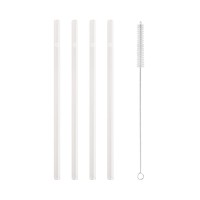 Glas-Strohhalme "Herz" im 4er-Set - 20 cm (Transparent/Weiß) von Eulenschnitt