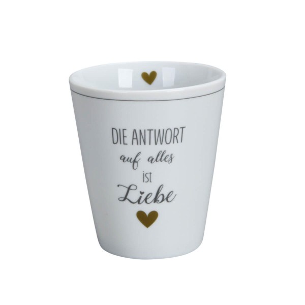 Krasilnikoff Happy Mug "Die Antwort auf alles ist Liebe" (Weiß)