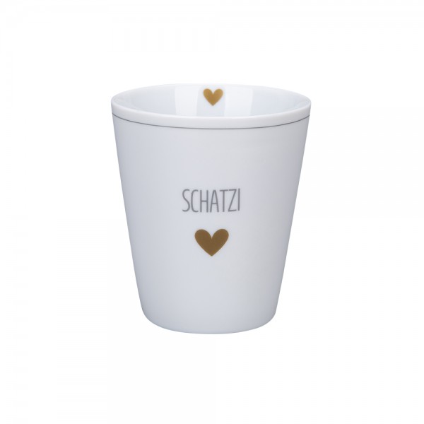Krasilnikoff Happy Mug "Schatzi" (Weiß / Gold)