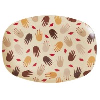 rice Melamin Platte "Hands & Kisses" - Rechteckig (Creme/Rot)