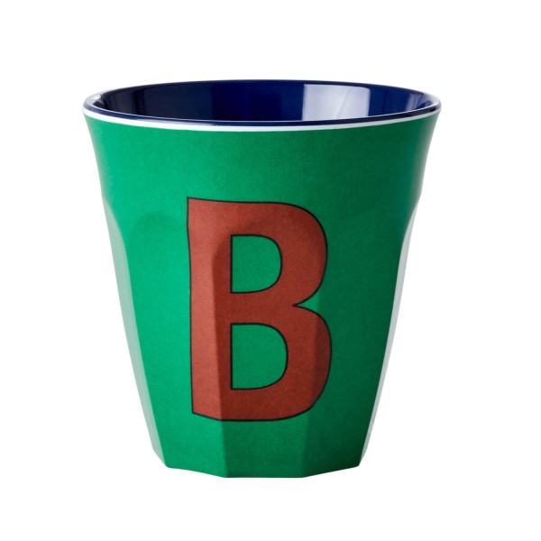 rice Melamin Becher "Buchstabe B" - Medium (Dunkelgrün)