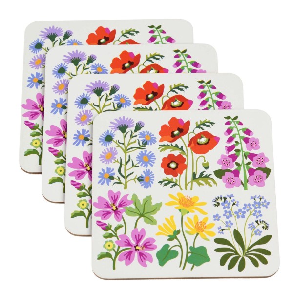 Glas-Untersetzer "Wild Flowers" - 4er-Set von Rex LONDON
