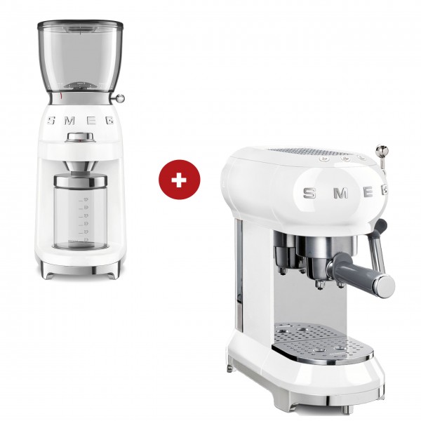 smeg Espressomaschine und smeg Kaffeemühle im Set