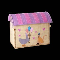 rice Spielzeugkiste aus Raffia "Party Animal" - S (Pink)