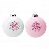 GreenGate Deko-Kugeln im 2er-Set "Nicoline" (White / Pale Pink)