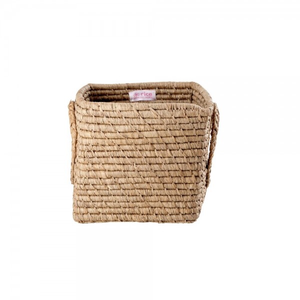 rice Aufbewahrungskorb aus Raffia mit Griffen - Klein/Quadratisch (Natur)