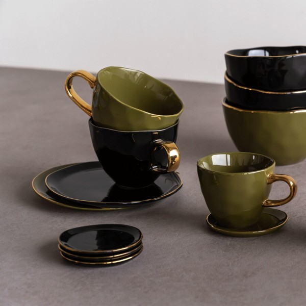 Kuchenteller "Good Morning" - ø17cm (Grün/Gold) von Urban Nature Culture