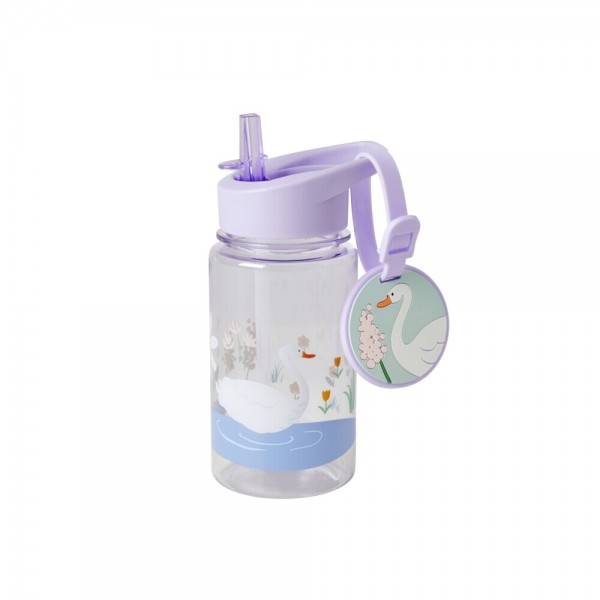 rice Trinkflasche aus Kunststoff mit Namensschild "Swan/Schwan"
