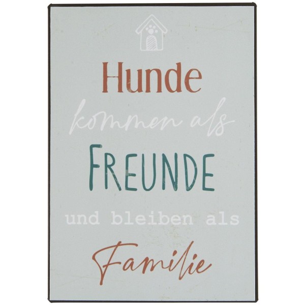 Ib Laursen Metallschild "Hunde kommen als Freunde" - 14x20 cm (Grau)