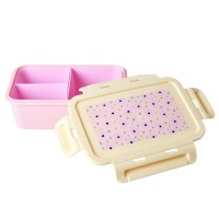 rice Lunchbox mit 3 Fächern "Flowers" (Rosa)