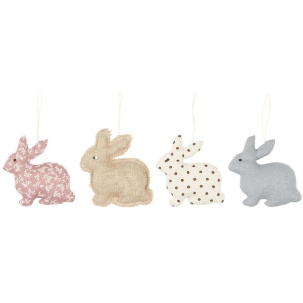 Ib Laursen Deko-Hasen im 4er-Set - 14cm (Rosa/Braun/Weiß/Grau)