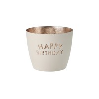 Windlicht "Madras Happy Birthday" M (Weiß/Gold) von Gift Company