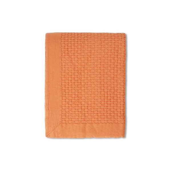 Tagesdecke aus Bio-Baumwolle - 160x240cm (Orange/Waffelstruktur) von Lexington