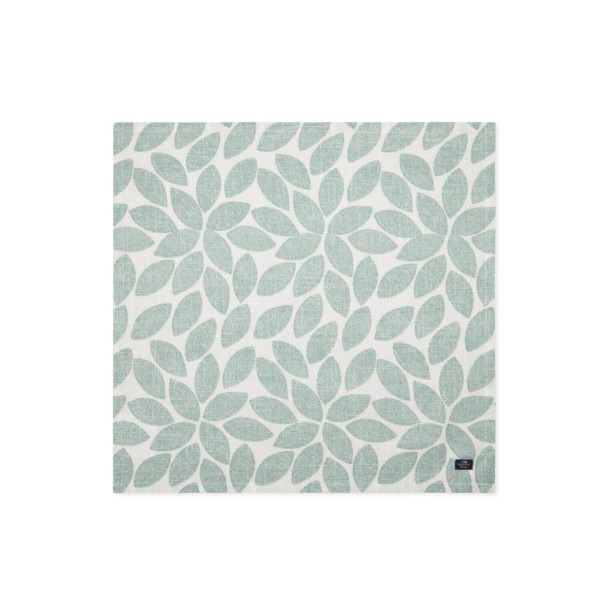 Serviette aus Bio-Baumwolle "Leaves" - 50x50 cm (Weiß/Grün) von Lexington