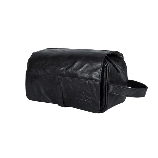 Kulturtasche aus Leder "ROLL UP" (Ebenholz) von Alpenleder