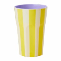 rice Melamin Becher mit Streifen - Groß (Creme/Gelb/Lila)