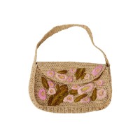 Bast-Tasche "Dorthe" (Tea) mit Blumenstickerei von CURRY