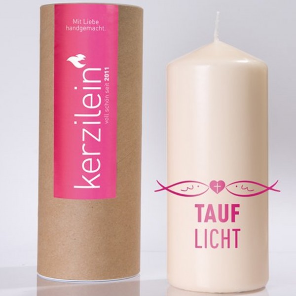 Kerze "TAUFLICHT" (Pink) von Kerzilein