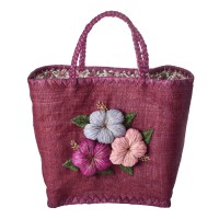 rice Tasche "Raffia - Heavy Flower" - L (Soft Plum)