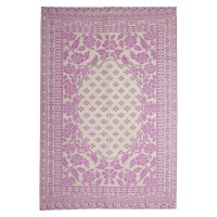 rice Teppich aus recyceltem Kunststoff "Flowers" - 210x150 cm (Pink)