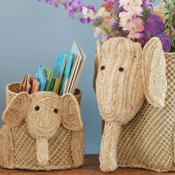 rice Seegras-Aufbewahrungskorb "Elephant" - Klein (Natur)